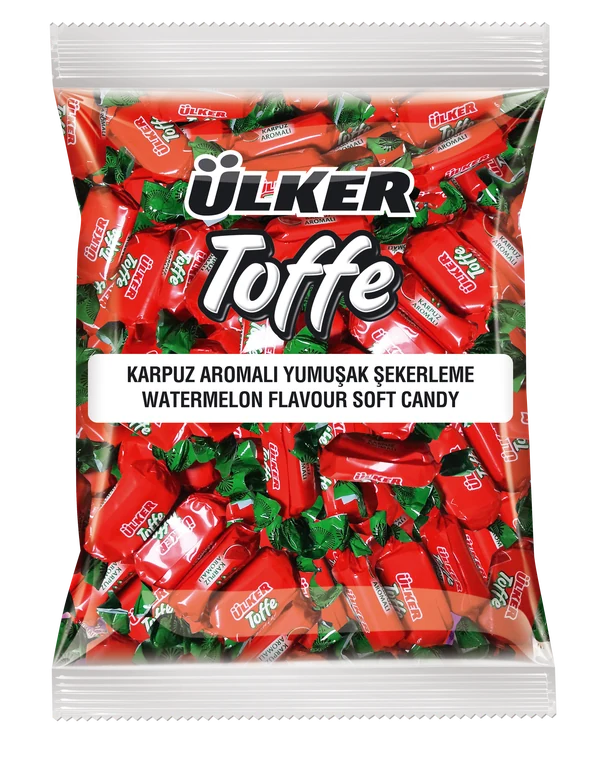 Toffe karpuz aromalı yumuşak şeker paketi